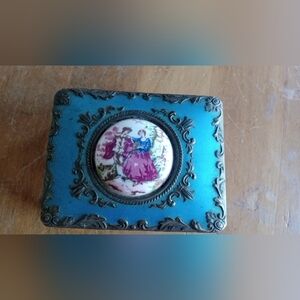 Vintage Blue Decorative Box with Intricate Design